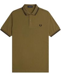 Fred Perry - Twin Tipped Collar Dark Polo Shirt Cotton - Lyst