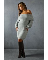 MissPap - Premium Knit Bardot Foldover Jumper Dress - Lyst