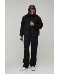 BoohooMAN - Regular Fit Harrington And Relaxed Trouser Scuba Set - Lyst
