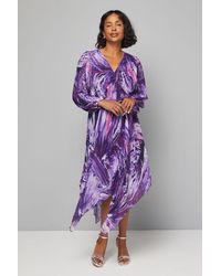 Wallis - Abstract Print Pleated Asymmetric Wrap Dress - Lyst