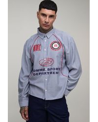 BoohooMAN - Tall Oversized Boxy Curve Piping Sport Shirt - Lyst