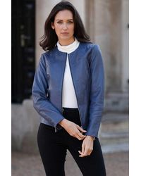 Ashwood Leather - 'Francesca' Collarless Real Fashion Jacket - Lyst