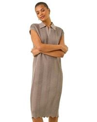 Roman - Textured Zig Zag Knit Midi Dress - Lyst