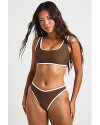 Boohoo - Contrast Detail Scoop Bikini Top & High Waist Bottom Set - Lyst