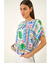 Roman - Palm Patchwork Print Tunic Top - Lyst