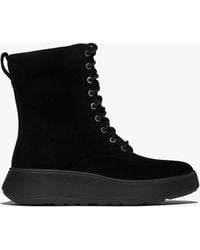 Fitflop - F-Mode Suede Lace-Up Flatform Ladies Ankle Boots All - Lyst