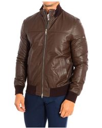 La Martina - Leather Jacket With Stand-up Collar Rml001-lt103 Man - Lyst
