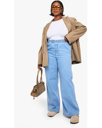 Boohoo - Plus Elasticated Waist Wide Leg Jean - Lyst