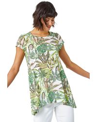 Roman - Tropical Print Hanky Hem Tunic Top - Lyst