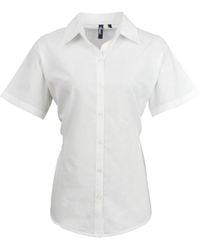 PREMIER - Ladies Signature Pearlised Oxford Short-Sleeved Shirt (Light) - Lyst