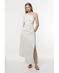 Karen Millen - Satin Drape One Shoulder Tailored Maxi Dress - Lyst