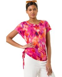 Roman - Abstract Print Side Tie Detail Top - Lyst