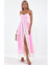 Msn-Collection - Color-Blocked Square-Neck Maxi Dress - Lyst