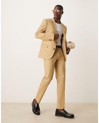 ASOS - Linen Blend Slim Suit Trousers - Lyst