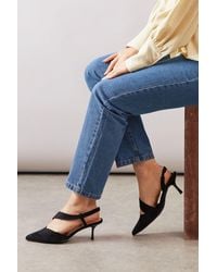 Wallis - Wide Fit Evelyn Asymmetric Slingback Kitten Heel Court Shoes - Lyst