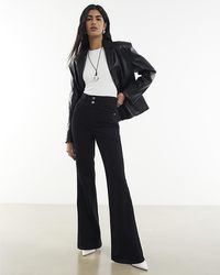 River Island - Flared Jeans High Rise Relaxed Denim Cotton - Lyst