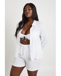 Boohoo - Plus Essentials Linen Look Shorts - Lyst
