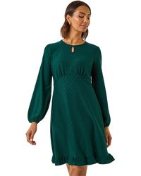Roman - Textured Spot Keyhole Dress - Lyst