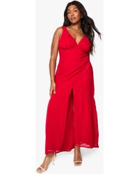Boohoo - Plus Chiffon Underbust Godet Maxi Dress - Lyst