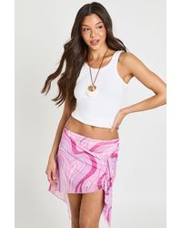 Boohoo - Mesh Abstract Asym Midi Skirt - Lyst