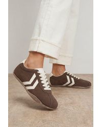 Oasis - Riley Faux Suede Contrast Lace Up Trainers - Lyst