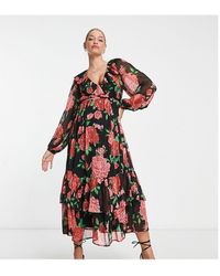 ASOS - Design Tiered Maxi Dress With Frills - Lyst