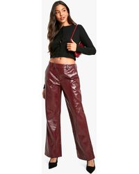 Boohoo - Croc Pu Low Rise Straight Leg Trouser - Lyst