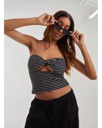 Pink Vanilla - Stripe Twist Cut Out Bandeau Top - Lyst