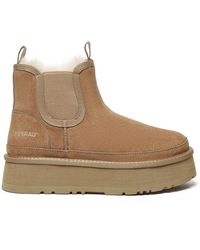EverAu Australia - Ever Au Shoveler Leather Platform Short Chelsea Boots - Lyst