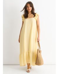 Gini London - Lemon Ruffle Short Sleeve Viscose Maxi Dress - Lyst