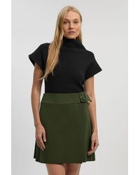 Karen Millen - Ponte Pleat Wrap Mini Skirt - Lyst