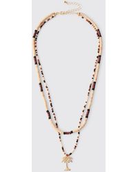 BoohooMAN - Palm Tree Beaded Necklace - Lyst