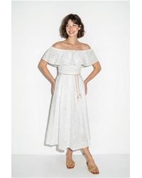 Bianco Lucci - Embroidered Off-Shoulder Blouse And Midi Skirt Set - Lyst