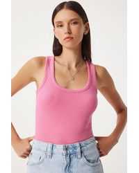 Happiness İstanbul - Fitted Cotton U Collar Tank Top - Lyst