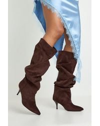 Boohoo - Slouchy Column Knee High Boots - Lyst