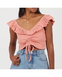Brave Soul - Frill Vest With Gathered Front - Lyst