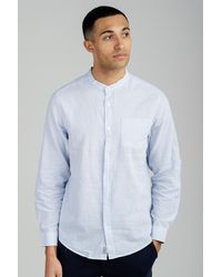 Tokyo Laundry - Light Linen Blend Long Sleeve Button-Up Shirt With Grandad Collar - Lyst