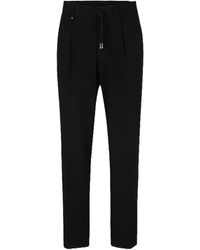 BOSS - Solid Patterned Straight Trousers - Lyst