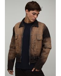 BoohooMAN - Relaxed Cropped Washed Denim Jacket - Lyst