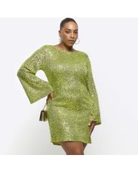 River Island - Bodycon Mini Dress Plus Lime Sequin - Lyst