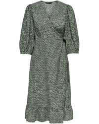 ONLY - Wikkeljurk Onlolivia Met All Over Print En Volant Groen/Zwart - Lyst