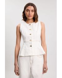 Karen Millen - Denim Peplum Sleeveless Top - Lyst