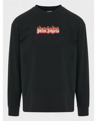 Palm Angels - Burning Logo Classic Tee Long Sleeve - Lyst