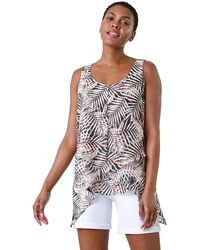 Roman - Tropical Leaf Asymmetric Vest Top - Lyst