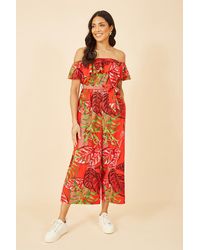 Mela London - Tropical Leaf Print Bardot Jumpsuit - Lyst
