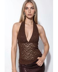 Busem - Sequin Halter Crop Blouse - Lyst