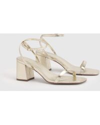 Boohoo - Wide Fit Barely There 2 Part Block Heels - Lyst