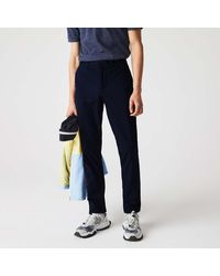 Lacoste - Slim Fit Stretch Gabardine Broek In Navy - Lyst