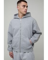 BoohooMAN - Basic Oversized Boxy Zip Through Hoodie - Lyst