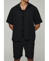 BoohooMAN - Oversized Short Sleeve Pleated Shirt And Short Set - Lyst